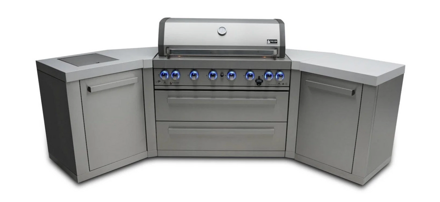 805 Island with Two 45 Degree Corners 6-Burner Grill Stainless Steel