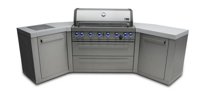 805 Island with Two 45 Degree Corners 6-Burner Grill Stainless Steel