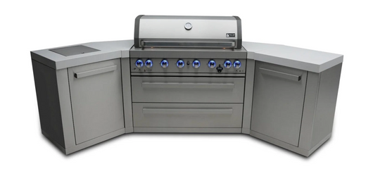 805 Island with Two 45 Degree Corners 6-Burner Grill Stainless Steel