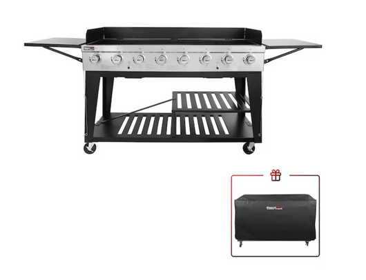 Black 8-Burner Liquid Propane Gas Grill