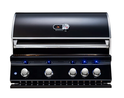 Built-In 4-Burner Black Gas Grill with Cover and Rotisserie