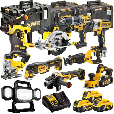 DCKT4T10P12 18V XR 10 Piece Power Tool Kit with 3 x 5.0Ah Batteries & Toughsystem Box