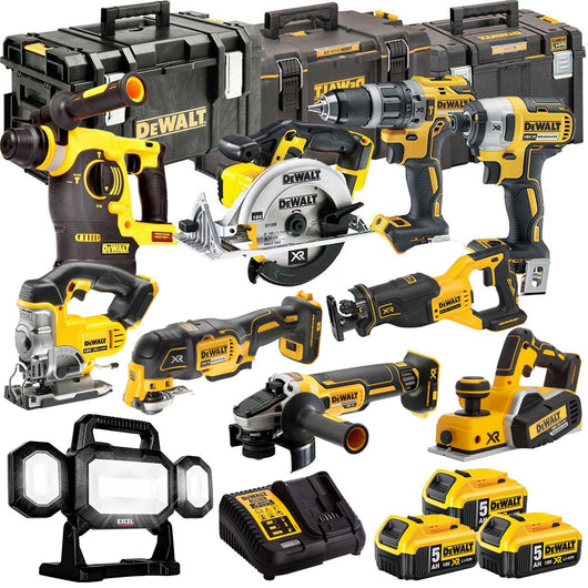 DCKT4T10P12 18V XR 10 Piece Power Tool Kit with 3 x 5.0Ah Batteries & Toughsystem Box