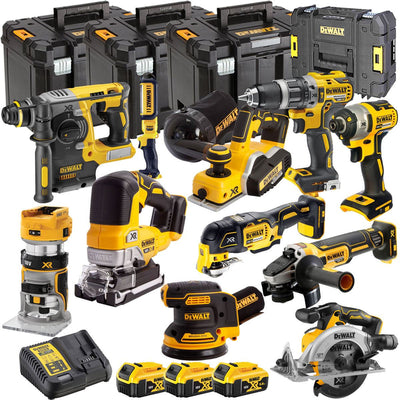 DCKT4T11B3 18V Brushless 11 Piece Kit With 3 x 5.0Ah Battery Charger & TStak Tool Storage
