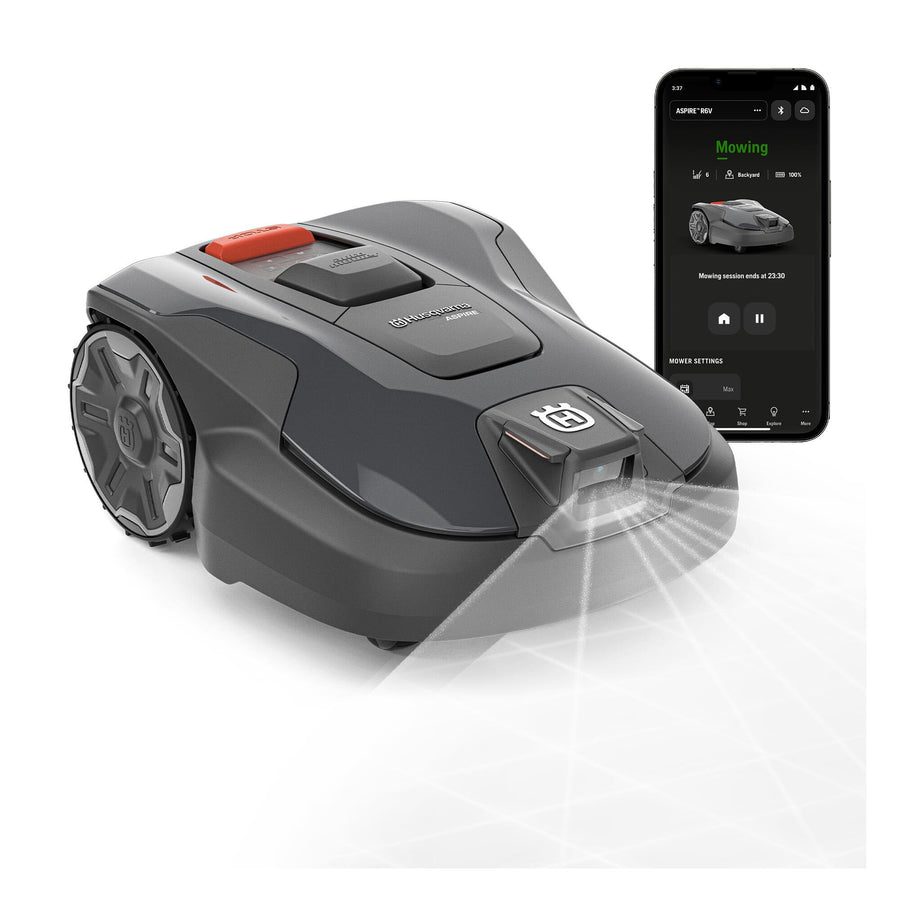 Automower Aspire R6V – Wire-Free Robotic Lawn Mower, AI Vision Object Detection, GPS Navigation, Wi-Fi App Control, Systematic Mowing